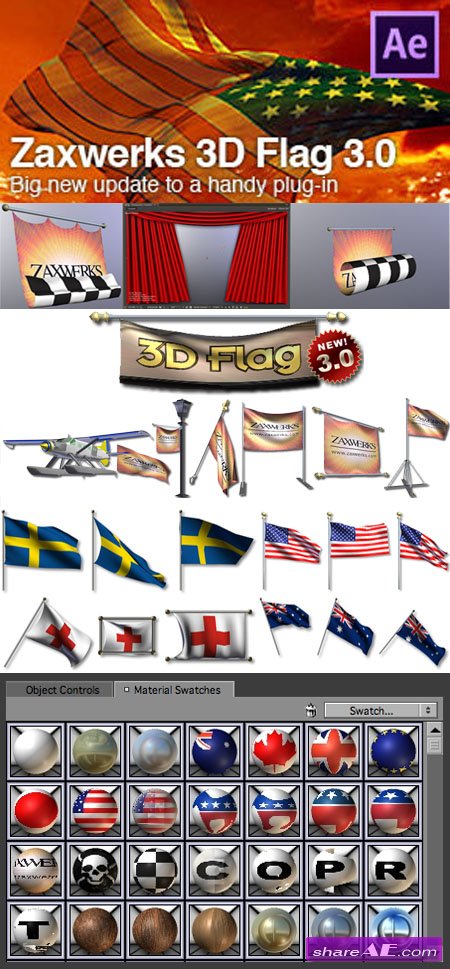 Zaxwerks 3D Flag v3.0.2 for After Effects (WIN)