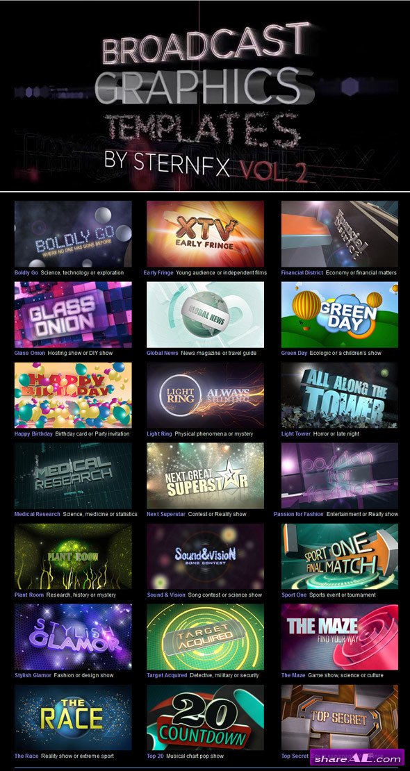 Broadcast Graphics Templates Vol. 2 - After Effects Project
