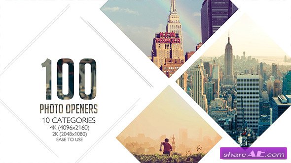 Videohive 100 Clean Photo Openers - Logo Reveal Pack