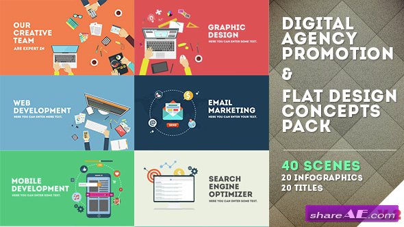 Videohive Digital Agency Promotion - Flat Design Concepts - After Effects Templates