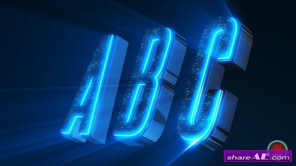 Videohive Alphabet 3D Neon LED - Abc And Social Media Icons