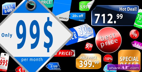 Videohive Collection of Sticker labels & Price tags (AE CS4)