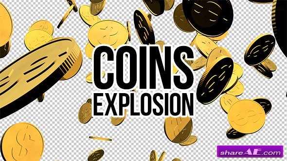Videohive 3D Gold Coins Explosion - Motion Graphics
