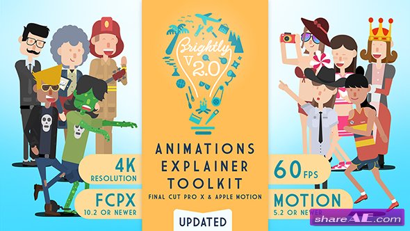 Videohive Brightly | Animations Explainer Toolkit for Final Cut Pro X - Apple Motion Templates