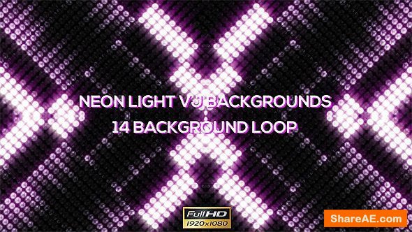 Videohive Neon Round Lights VJ Backgrounds - 14 Pack - Motion Graphic
