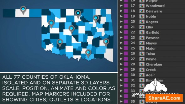 Videohive Oklahoma Map Kit