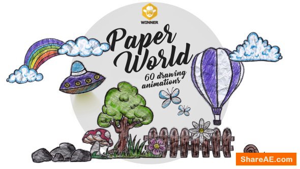 Videohive Paper World (Over 60 Drawing Animations)