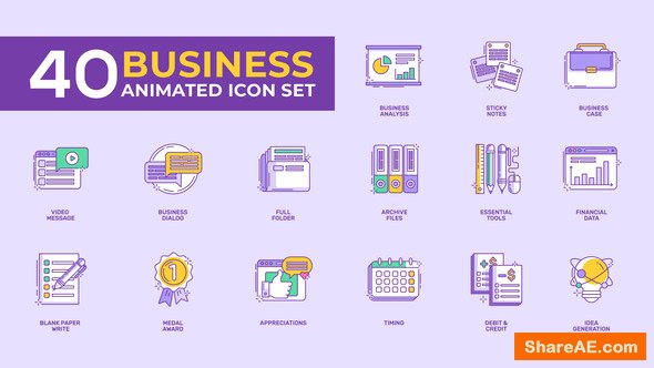 Videohive 40 Animated Business Icon Set