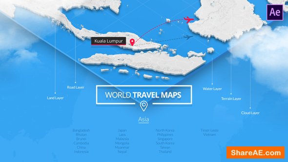Videohive World Travel Maps - Asia