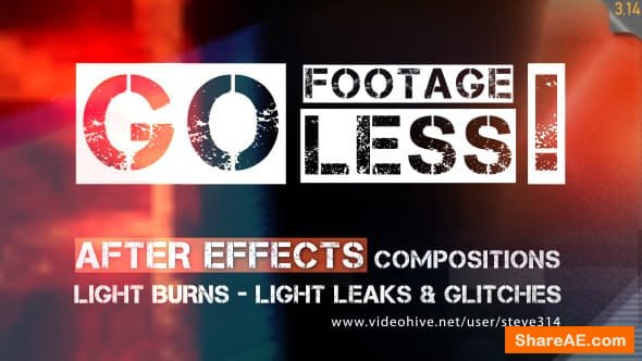 Videohive Go Footageless! - Light Burns & Glitch AE comps