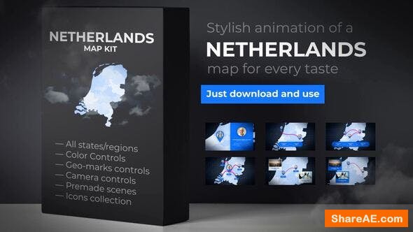 Videohive Netherlands Map Kit - Kingdom of the Netherlands Map