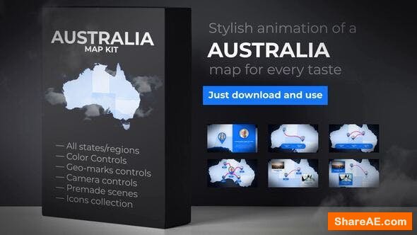 Videohive Australia Map Animation - Commonwealth of Australia Map Kit