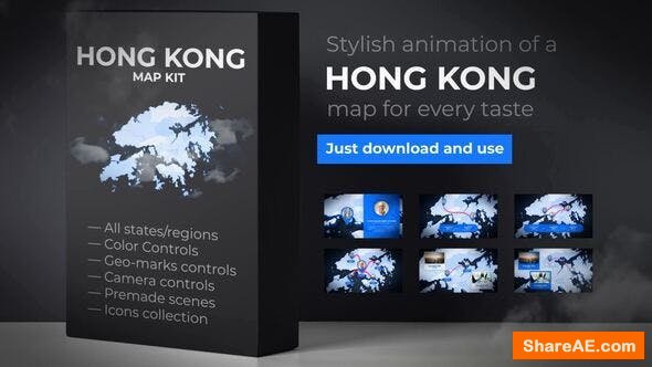 Videohive Hong Kong Animated Map - Hong Kong Region of the Peoples Republic of China 24304594