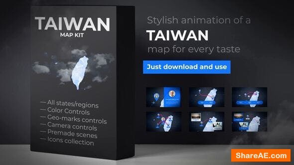 Videohive Taiwan Animated Map - Republic of China ROC Map Kit