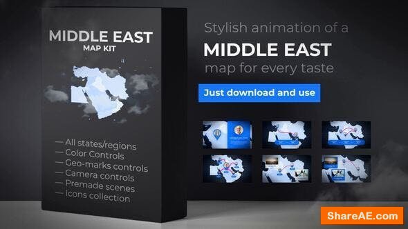 Videohive Map of Middle East with Countries - Middle East Map Kit