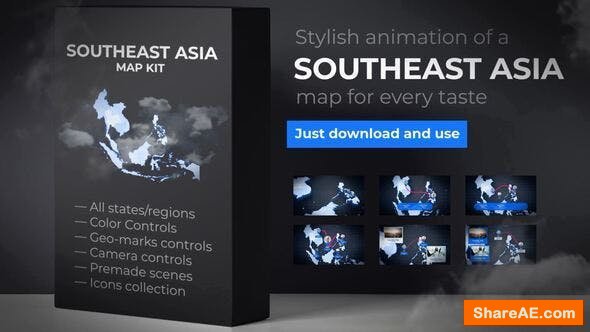 Videohive Southeast Asia Animated Map - Southeastern Asia Map Kit