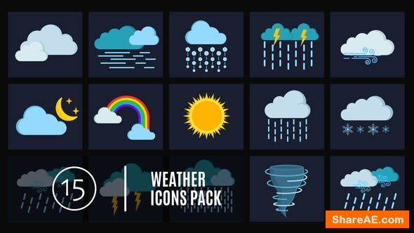 Videohive 15 Weather Icons Pack