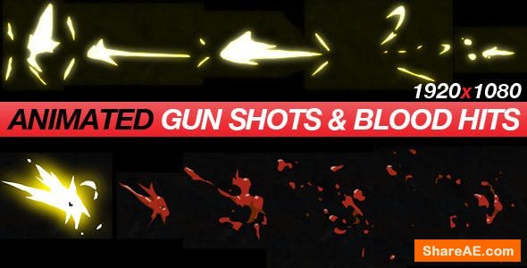 Videohive Gun Shots & Blood Hits - Anime Action Essentials - Motion Graphic