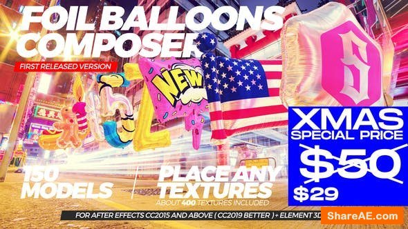 Videohive Foil Balloons Composer