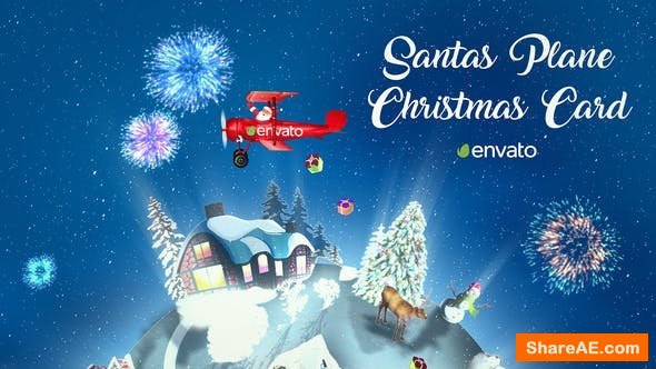 Videohive Santas Plane Christmas Card | After Effects Template