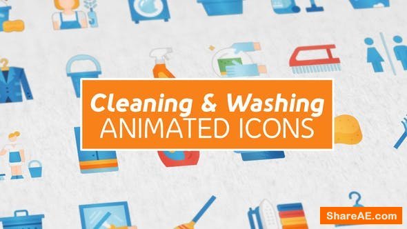 Videohive Cleaning & Washing Modern Flat Animated Icons
