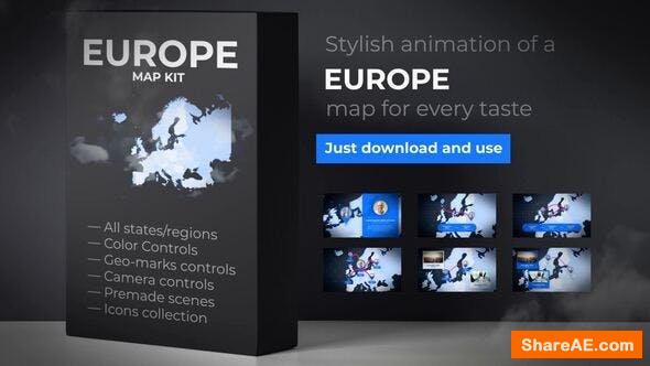 Videohive Map of Europe with Countries - Europe Map Kit
