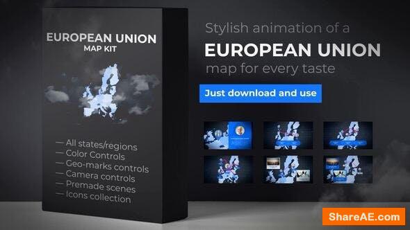 Videohive Map of European Union with Member States - European Union EU Map Kit