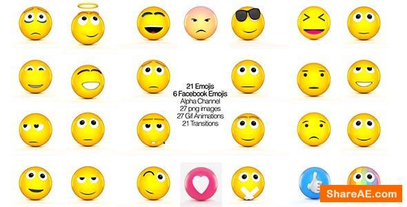 Videohive Facebook Emojis And 3D Animated set of Emojis