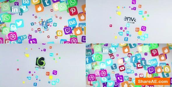 Videohive Social Media Flying Icons Logo Reveal