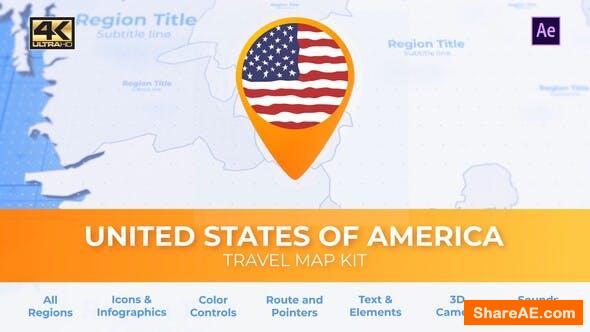 Videohive Travel Map USA - United States of America