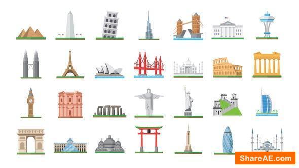 Videohive 100 World Landmarks Icons