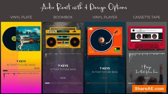 Videohive Audio React Spectrum Visualizer with Boombox, Cassette Tape, Vinyl Plate and Vinyl Player Equalizer