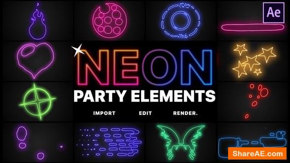 Videohive Neon Party Elements | After Effects